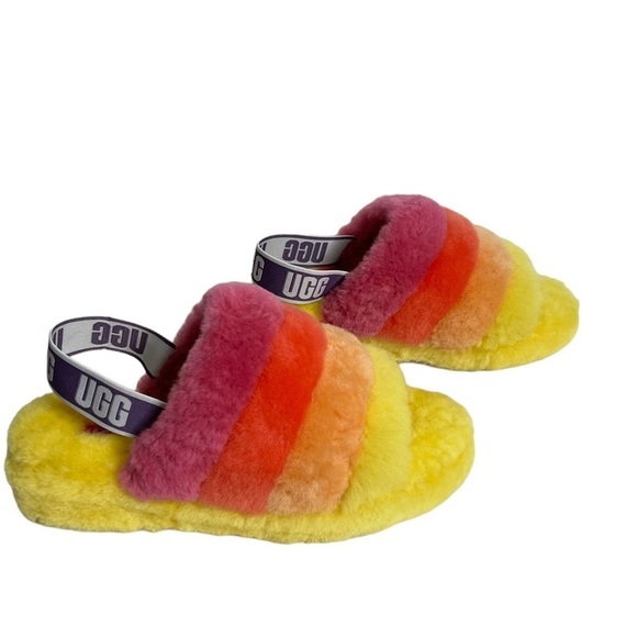 UGG Rainbow Women’s Fluff Yeah Slide Slipper Shoes - Picture 6 of 15